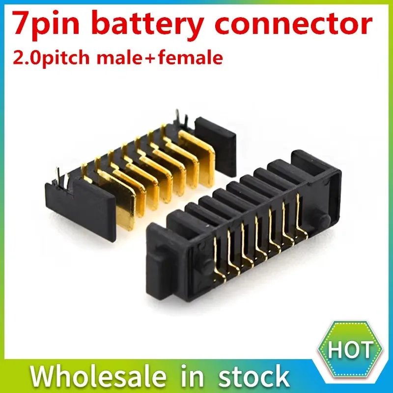 7 8 9 10pin laptop battery connector pitch 2.0mm Holder clip slot contact male and female plug 180 degree bend foot  1pair