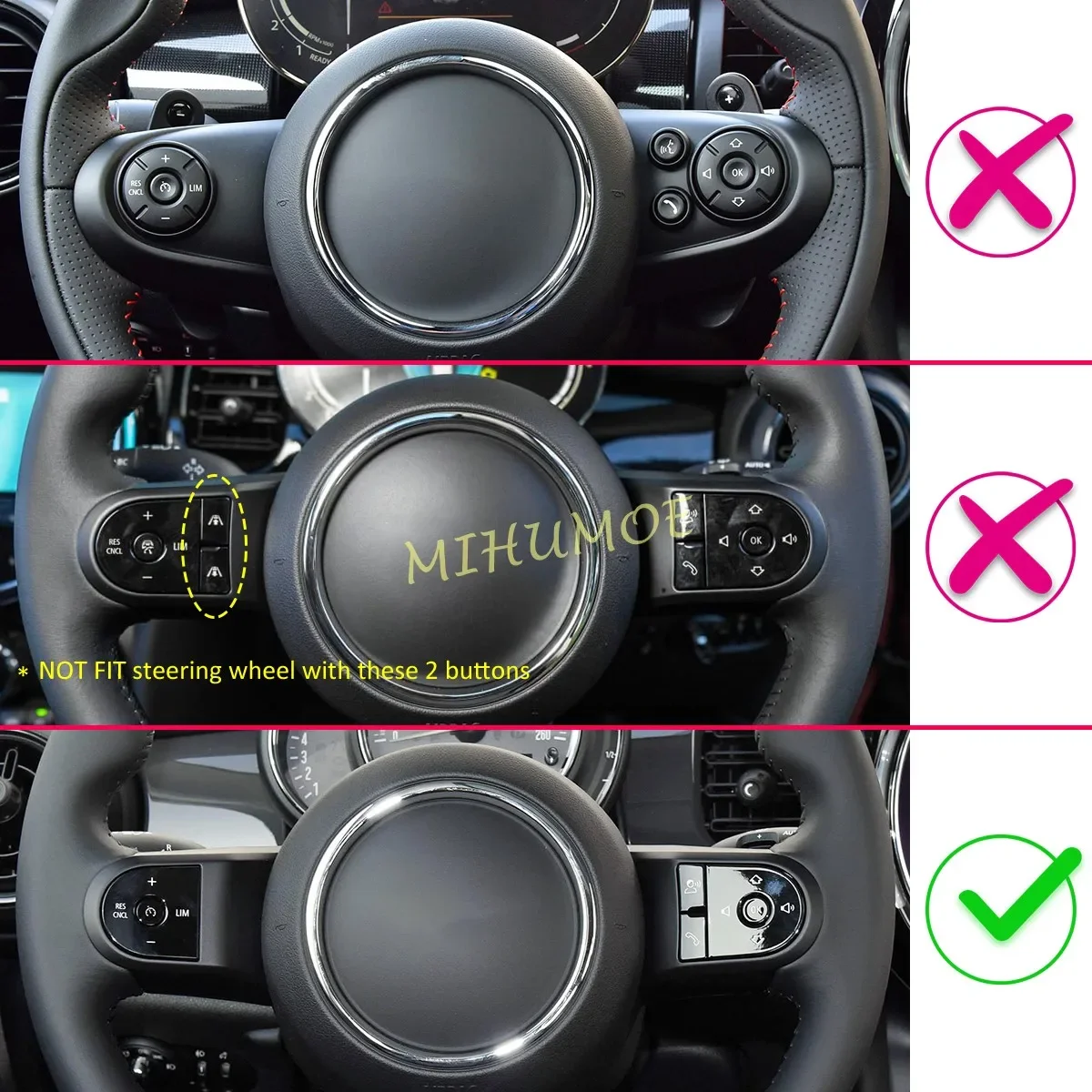 Carbon Fiber Steering Wheel Switch Cover Trims For 2022 2023 2024 Mini F55 F56 Clubman F54 Convertible  F57 Countryman F60