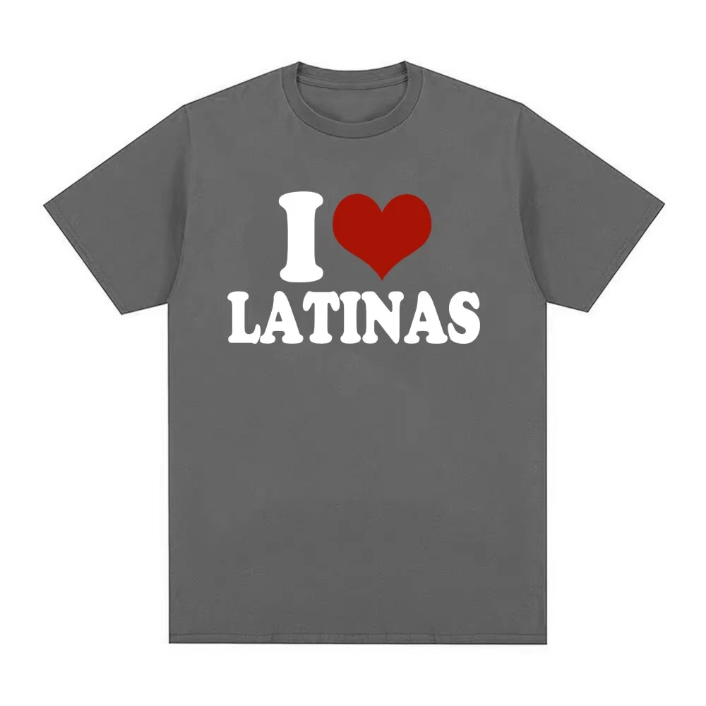 Funny Red Heart Love Latina I Love Latinas T-shirt Women Clothing Fashion Hip Hop T-shirts Loose T Shirts Streetwear