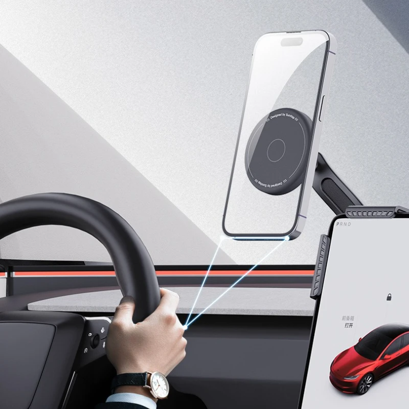 Magnetic Mount Phone Holder 360 Rotation Dashboard Stand for Tesla Model 3 Y 2017-2025 Strong Suction Car Accessories