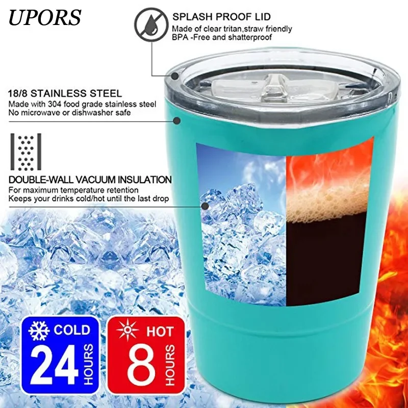 UPORS 8OZ Tumbler Stainless Steel Coffee Mug Double Wall Vacuum Insulated Tea Cup With Lid Travel Mug Yerba Mate Gourd