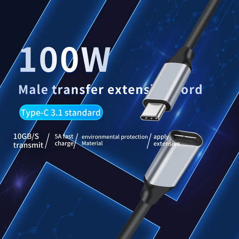 Przedłużenie synchronizacji ładowania typu C męskiego na żeński do laptopa USB typu C 3.1 Gen 1 10 Gb/s ExtEndEr Szybki przełącznik 4k HD 60W Kabina