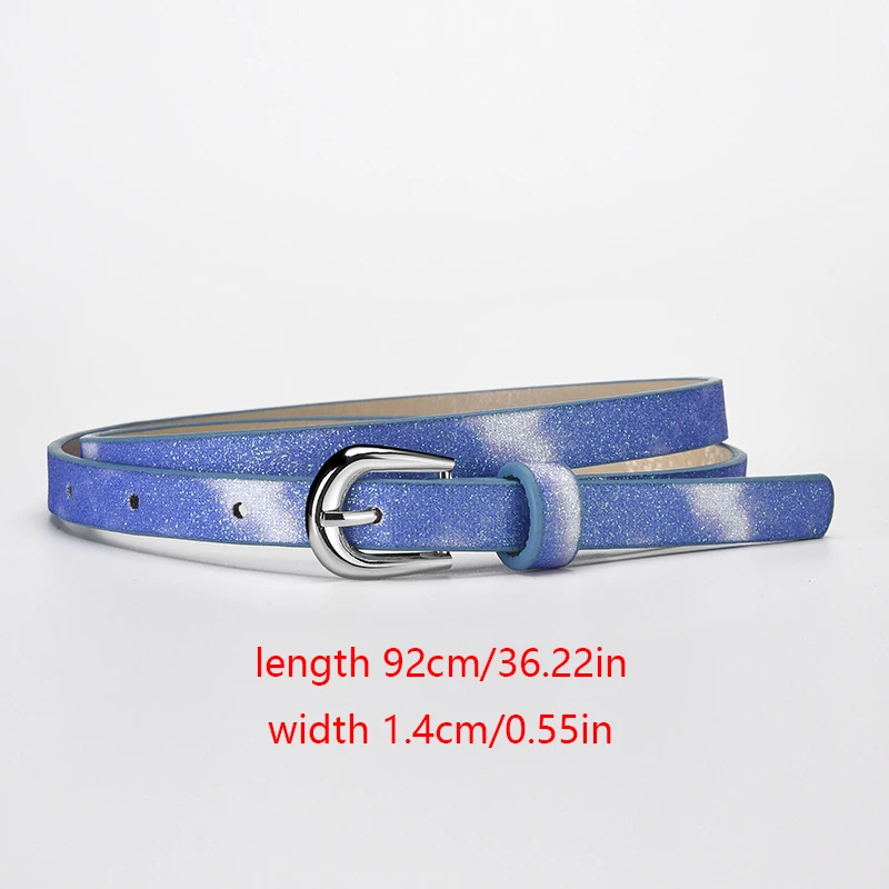 Fashion Shiny Glitter Ladies Waist Belt Square Pin Buckle Jeans Belts For Women Pu Waistbands Pink Silver Jeans Decorative Belt