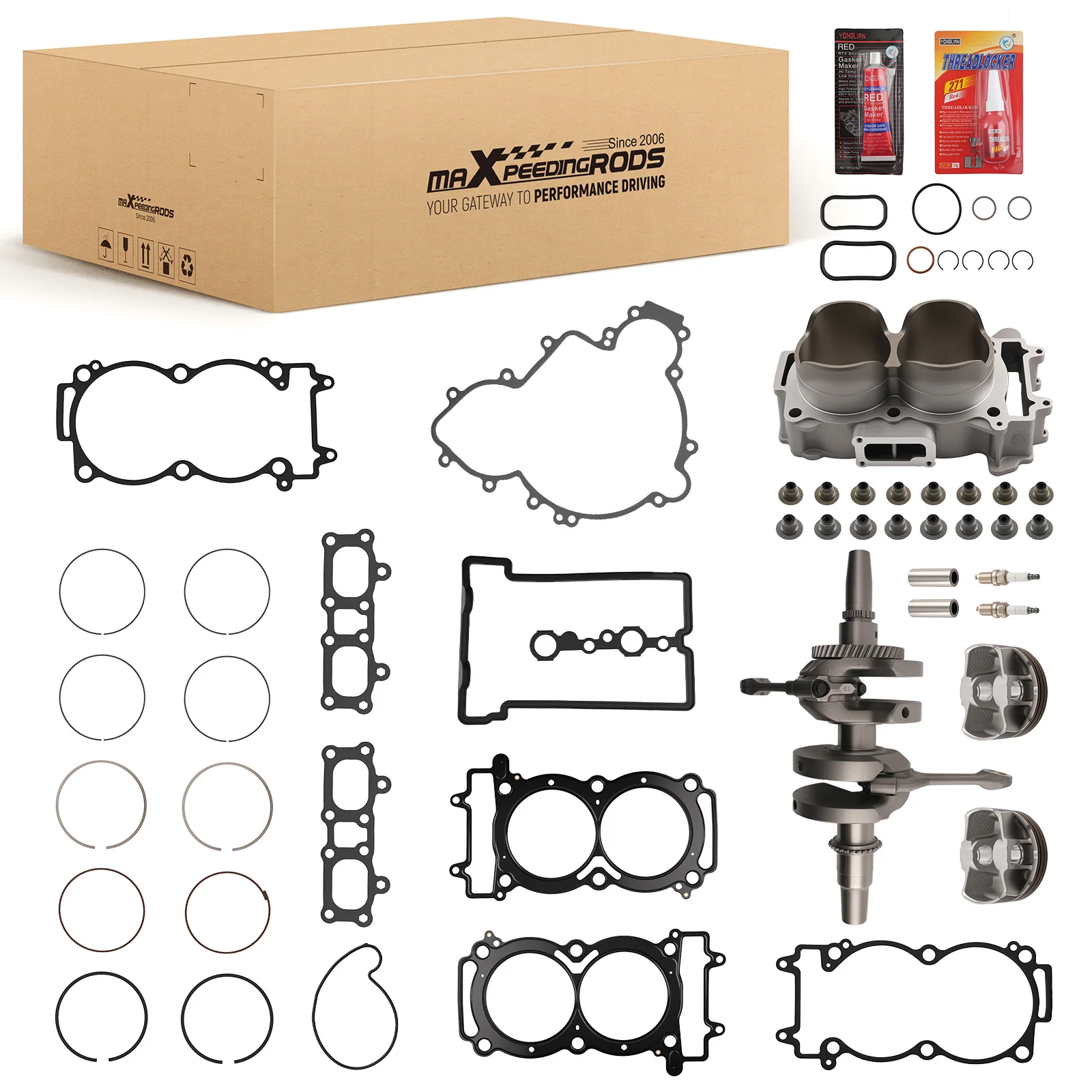 Engine Rebuild Kit w/ Crankshaft Cylinder Gasket for Polaris GENERAL 1000 PS MD