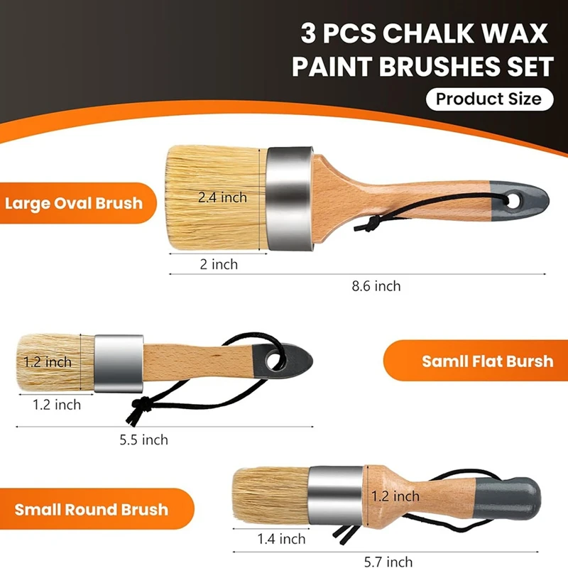 Chalk And Wax Paint Brush, Large Chalk Paint Brush And Small Wax Brush For Chalk Paint,Chalk Paint Brushes For Furniture