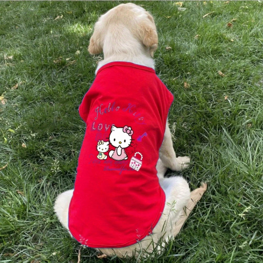 Sanrio Fashion Bedrucktes Haustier-T-Shirt aus Fasermaterial, geeignet für Indoor- und Outdoor-Freizeit-Sonnenschutz für Katzen und Hunde