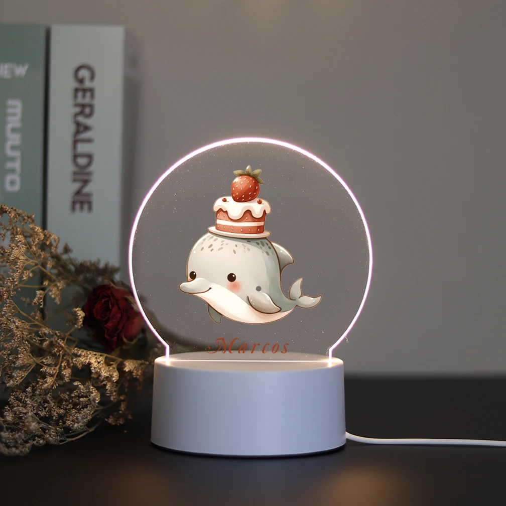 1 glowing night light little dolphin Customized name and image 3D color changing gift Birthday gifts for friends and family