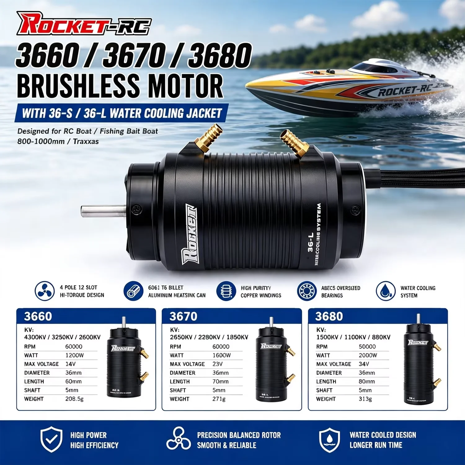 rocket-rc-3660-3670-3680-brushless-motor-with-36-s-36-l-water-coolling-jacket-for-rc-boat-fishing-bait-boat-800-1000mm-traxxas