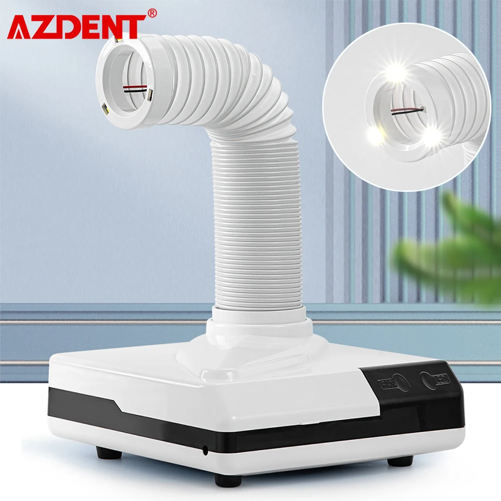 AZDENT 60W Dental Vacuum Cleaner Dust Collector Extractor Dentistry Dust Suction Machine for Polishing Scalable hose With LED