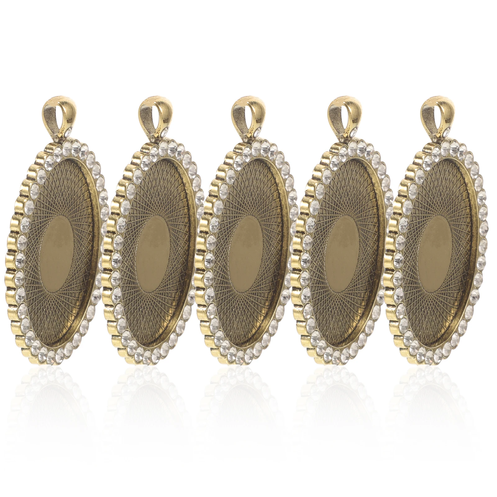 

5pcs Bezel Pendant Trays Necklace Blanks DIY Earrings Bezel Pendant Base Alloy Jewelry Making Base Diamond White K