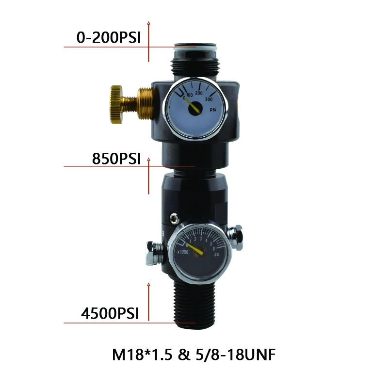 

HPA Scuba G1/2-14 Gas Cylinder Refil Filling Adapter Adjustable 0-200PSI Regulator CO2 Soda Water Station Diving Fittings