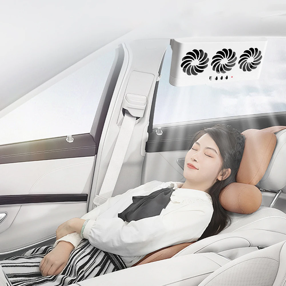 Solar Powered Car Exhaust Fan with 3 Air Outlets Car Radiator Cooling Fan USB Powered Auto Ventilation Fan for All Cars