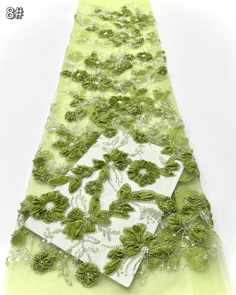 Nigeryjska koronka z cekinami, afrykańska koronka z koralikami, wysokiej jakości tkanina koronkowa 5 jardów, afrykańska francuska tiulowa koronka siatkowa, materiał na suknię ślubną