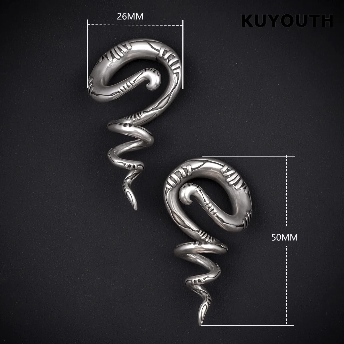 KUYOUTH Unique Copper Ear Weight Hanger Gauges Stretchers Body Piercing Earring Jewelry 2PCS