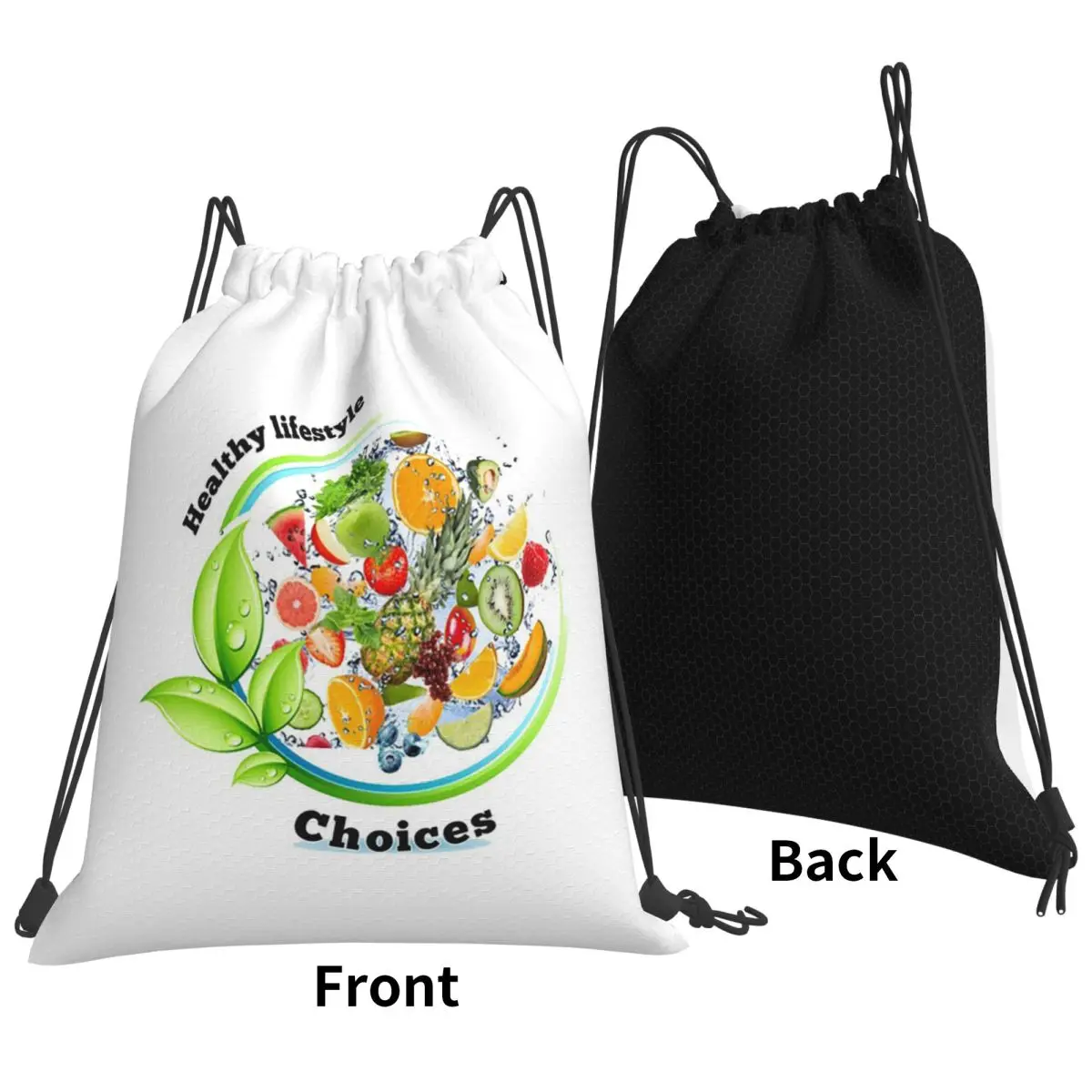 Healthy Lifestyle Choices Backpacks Fashion Drawstring Bundle Pocket Shoes Bag Book Bags for Man Woman Students