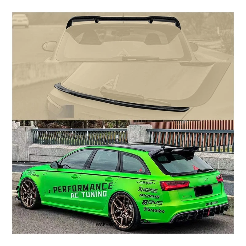ForAudi RS6 C7 C7.5 Carbon Fiber Bumper Includes Tail Wing Middle Wing Top Wing with Exhaust Cut-Outs