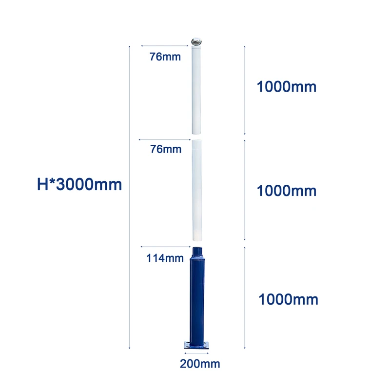 Imagem -04 - Metro 76 mm Porta Alta Lâmpada de Rua Pólo Segmentado Solar Jardim Luz Suporte Azul Branco Parque ao ar Livre Iluminação Cctv Apoio 3