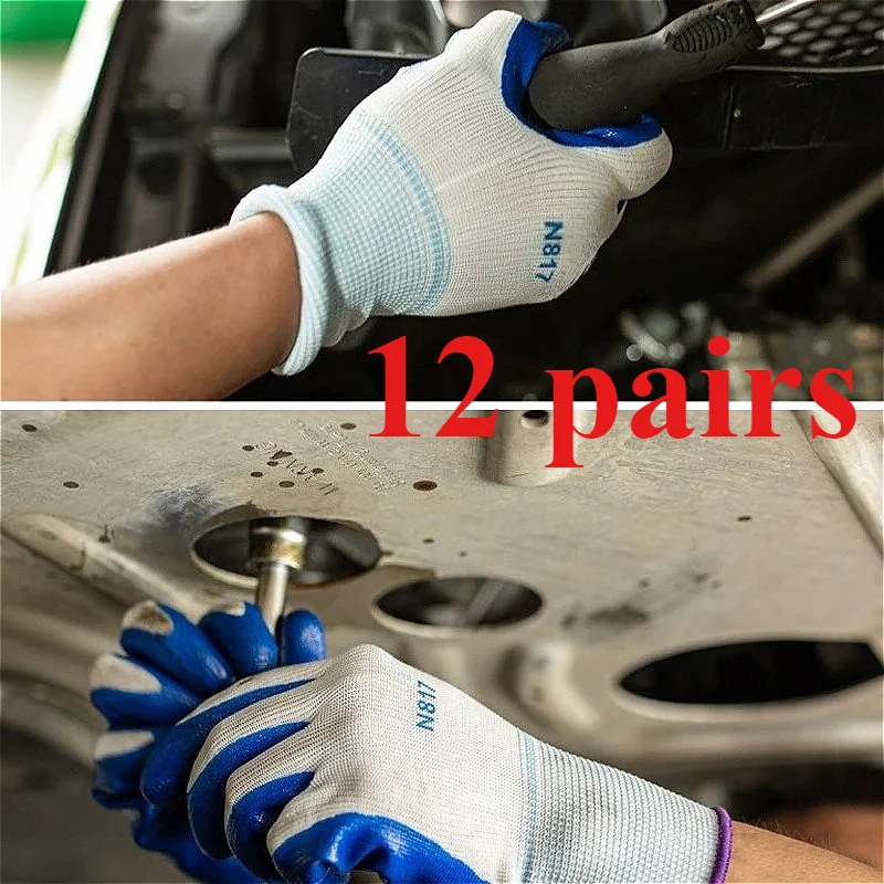 

Safety Working Gloves Premium Nitrile Coated Builders Excellent Grip Gardening Grip Industrial Protective Work Flexible Gloves