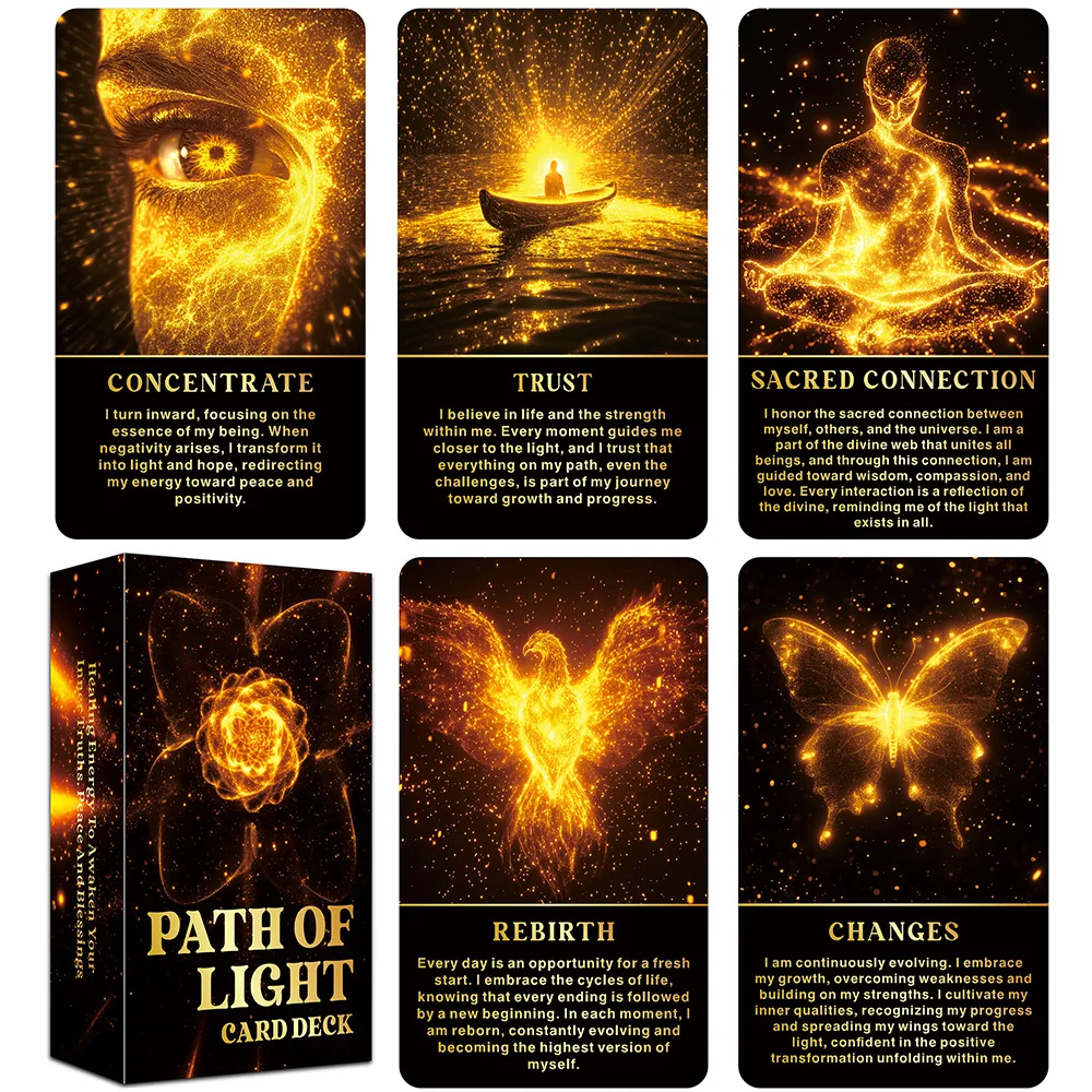 

Path Of Light Oracle Cards, Tarot Cards, Healing Energy To Awaken Your Inner Truths, Peace And Blessings, 12x7cm Cards, 54-Cards