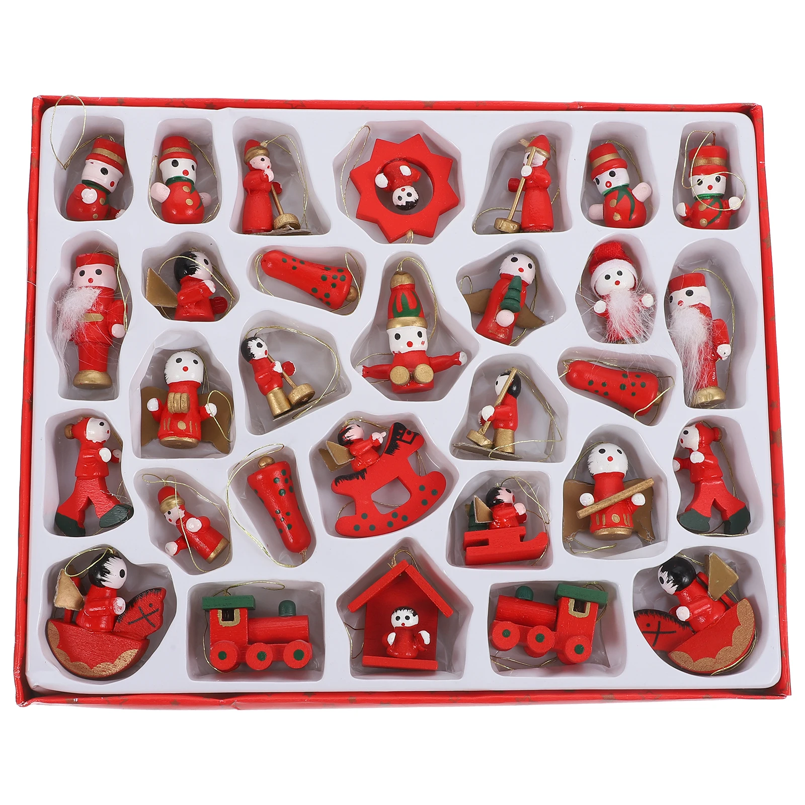 

1 Box Christmas Themed Ornaments Wooden Xmas Tree Hanging Decor for Party Decoration Festive Atmosphere Tree Pendant Set