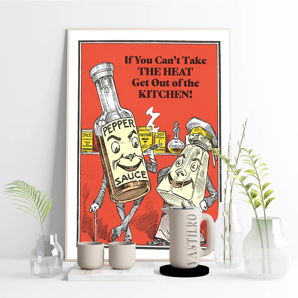 Spicy Kitchen Print Art Poster Vintage Hot Sauce Canvas Painting Canteen Dining Room Wall Picture Decor