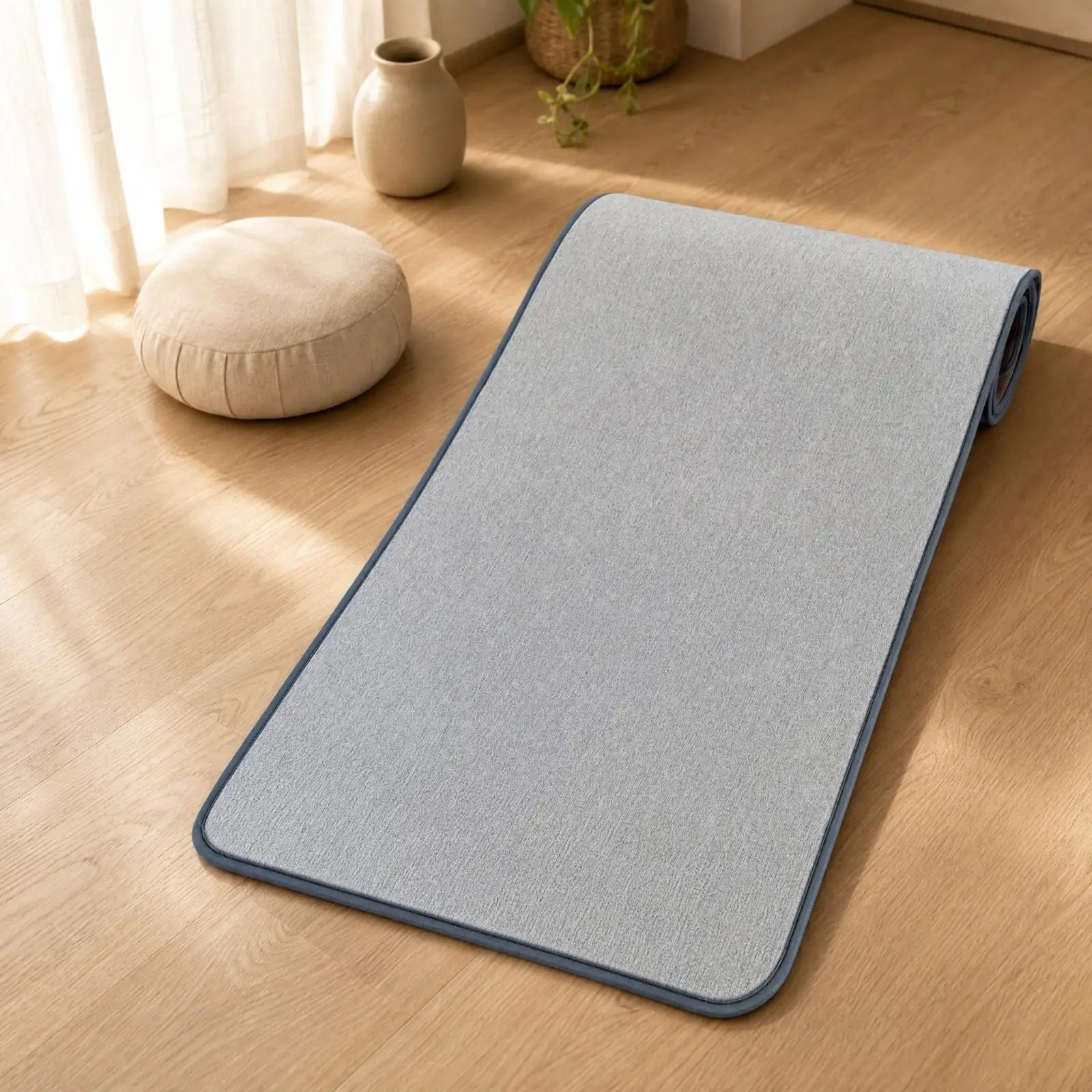 Supportive Linen Exercise Mat for Knees and Joints in Daily Stretching and Home Conditioning