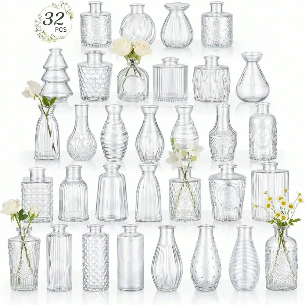

Pack Flower Vase Mini Glass Bud Vases Vintage Small Vases For Centerpiece Table Wedding Decorations Home Decor Party Transparen