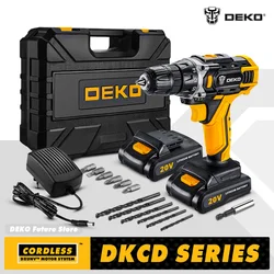 DEKO-Perceuse électrique sans fil 12V 16V 20V, tournevis électrique, mini pilote d'alimentation sans fil, batterie lithium-ion, bricolage à domicile, réglages de couple 18 + 1