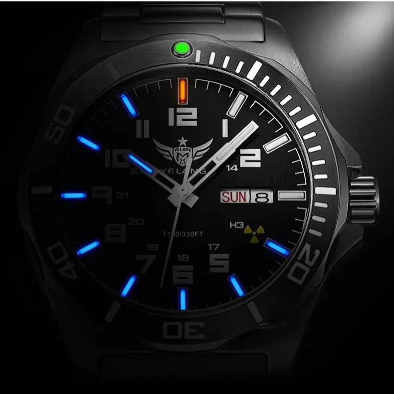 Yelang Men Automatic Watch Luminous Japan TOP Movement 24Jewels Date Day Sapphire Rotated Dial WR100M Mechanical Watch