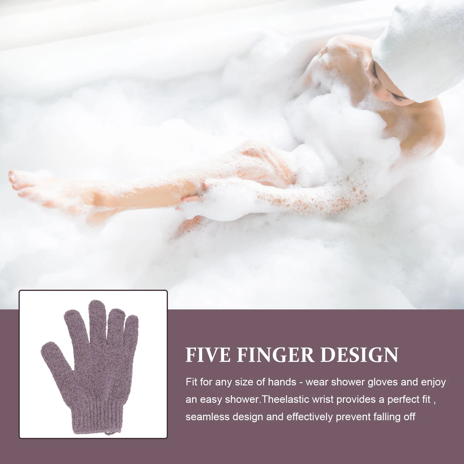 

1 Pair Bath Gloves Exfoliating Shower Scrubber Mitt Five Fingers Reusable Washable For Body Skin Cleaning Sauna Bathing Men