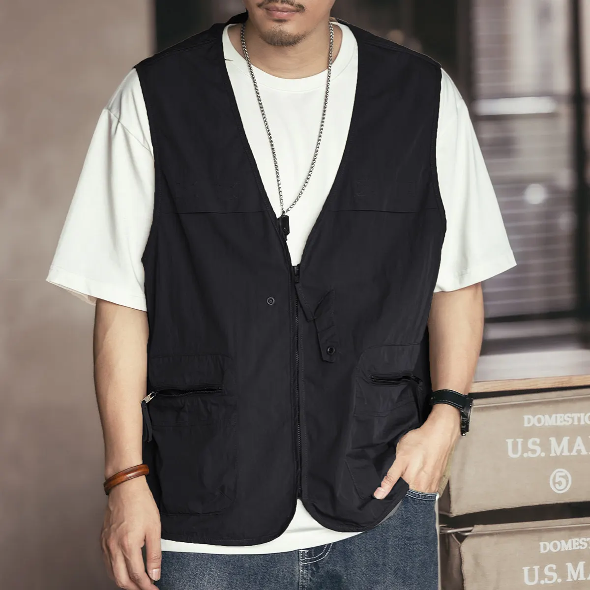 american-style-functional-workwear-vest-men's-spring-autumn-outdoor-fishing-camping-wind-vest-trendy-brand-multi-pocket-funct