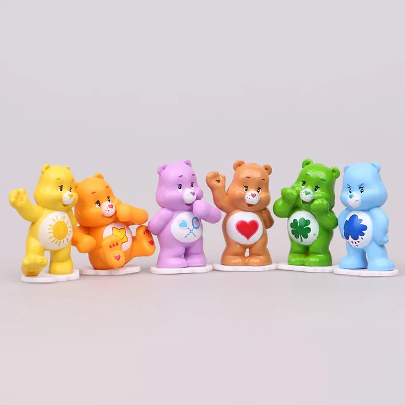 Kawaii Figure Carebears 12pcs Cartoon Care Bears Doll Ornaments Cute Rainbow Bear Car Ornaments Collect Decorate Figure Gift