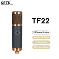 High-end TF22 48V Professional Studio Recording Condenser Microphone for Singing and Live Broadcasts with 48V Phantom Power