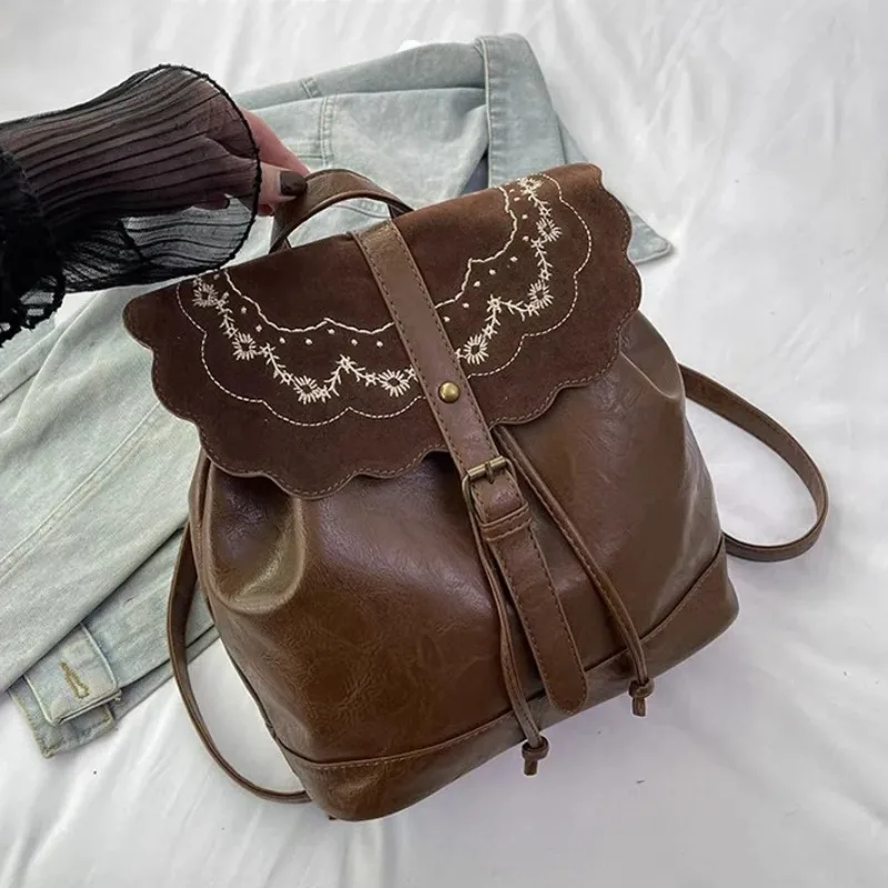 

Y2k Embroidery School Bag 2025 New Mochila Fashionable Backpack American Vintage Mochilas College Style Bags for Woman