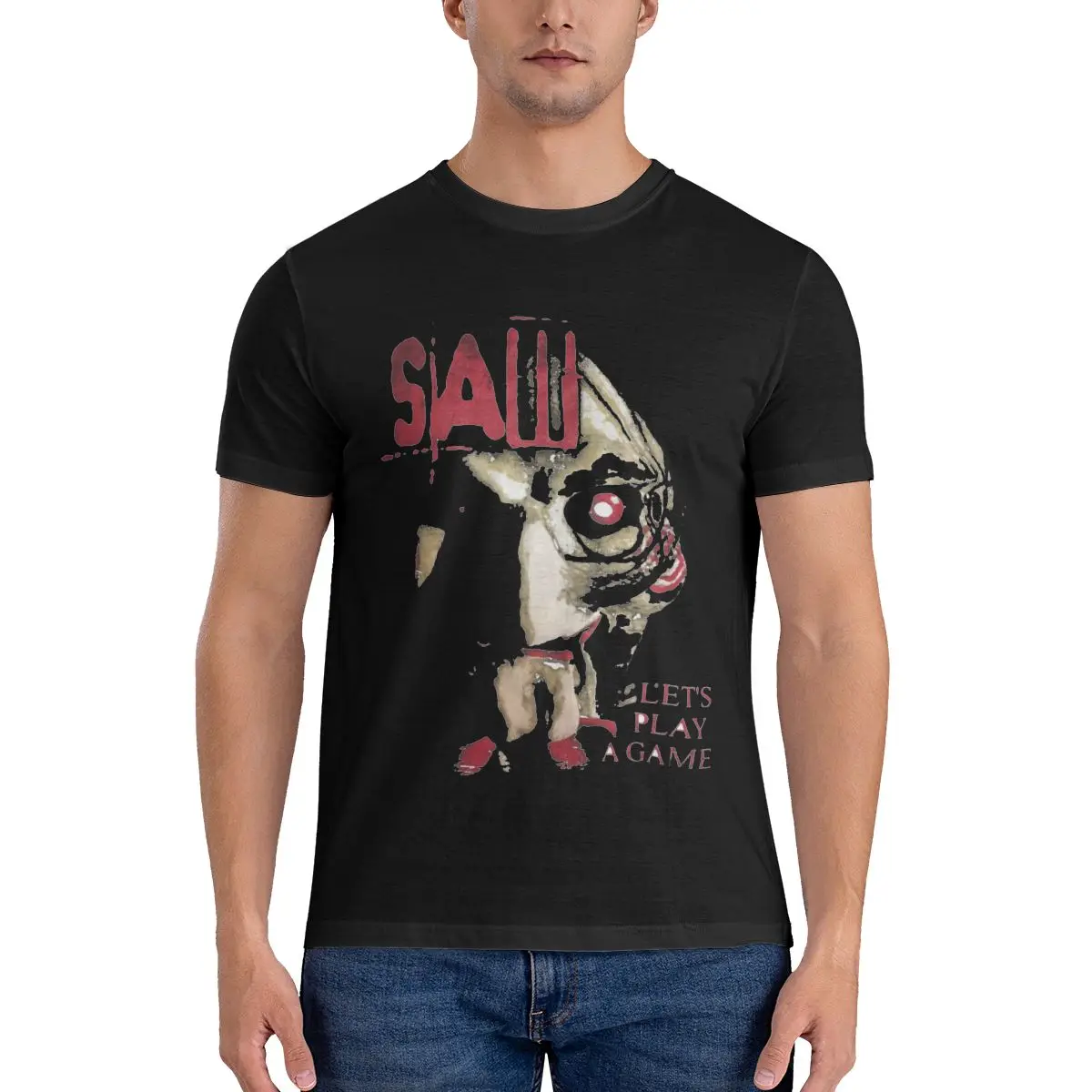 Saw X Horror Movie Lets Play A Game Cotton Trend Round Neck Casual Sports Short Sleeve Men's T-shirt