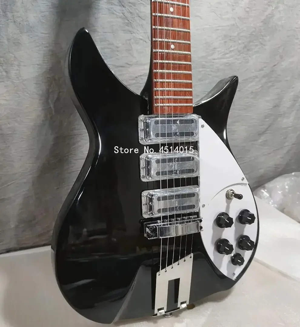 Promotion 325 Short Scale Length 34 Inches 6 String Black Electric Guitar Special Tailpiece Gloss Lacquer Fingerboard