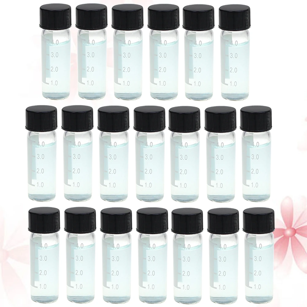 

20Pcs Chromatography Vials 4Ml Screw Neck Black Lid Transparent Sample Serum Reagent Storage Bottles for Pharmacy