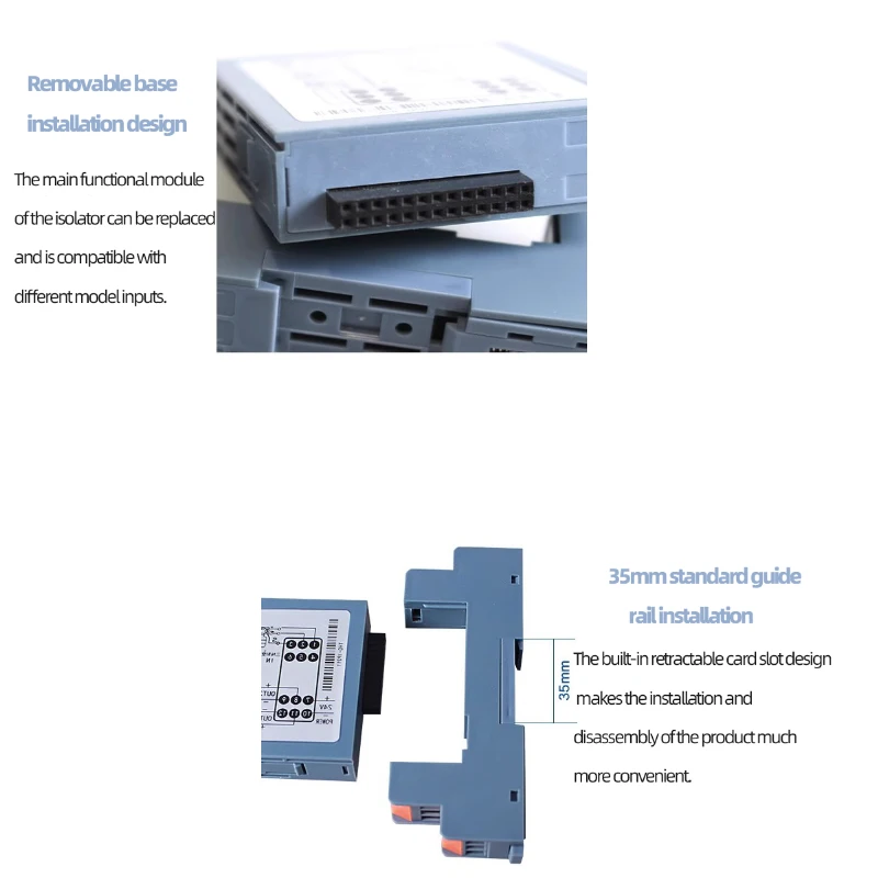 DC Signal Isolator Plug-in Type  4-20mA 0-20mA 0-5V 10V 0-75mV DC Current And Voltage Transmitter Signal Detection Conver