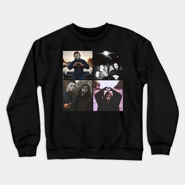

Autumn and Winter Crew Neck Sweatshirt Pure Cotton Classic Horror Movie Characters Print Ideal for Horror Movie Buffs