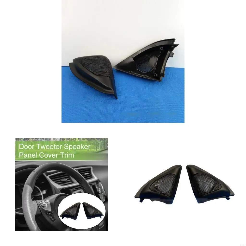 F1CF Black Triangle Speakers Cover Panel Suitable for Front Left And Right Door Tweeters Improved Sound In Automobiles 1 Pair