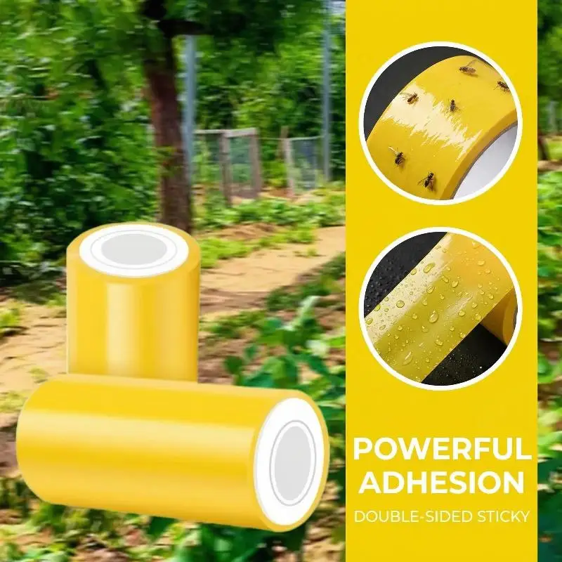 Double Sided Adhesive Insect Tape for Fruit Tree Yellow Stripe Greenhouse Insect Control Insect Attraction