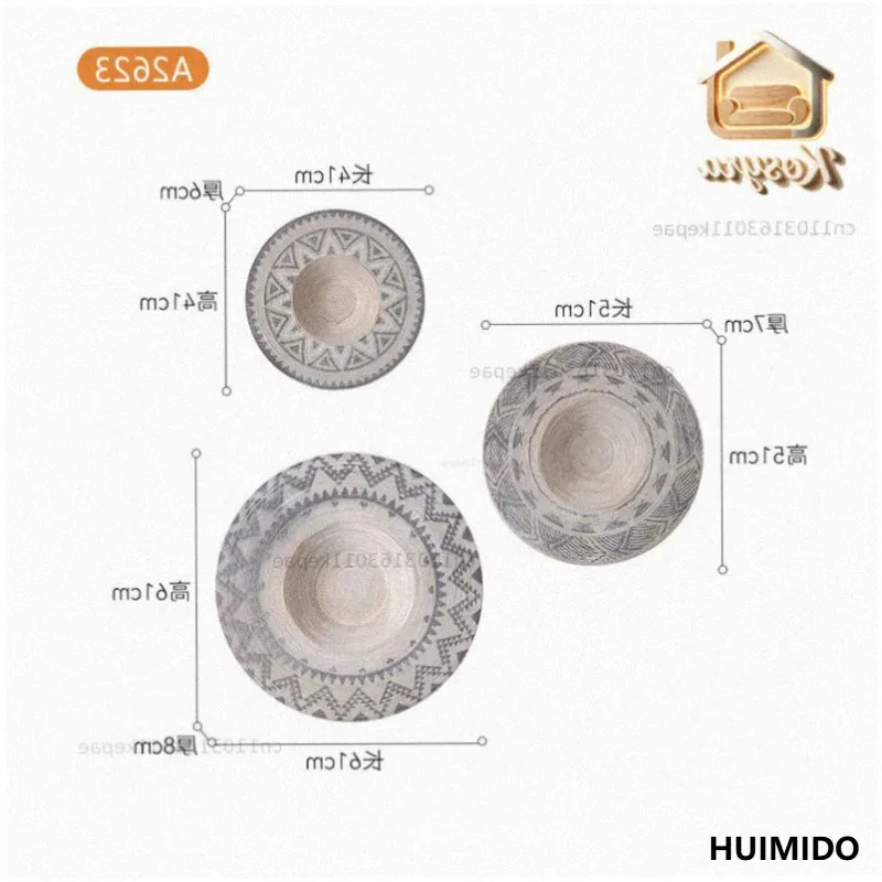 Morocco hand-painted wall decoration painting living room sofa background wall disc decoration bamboo weaving antique wall