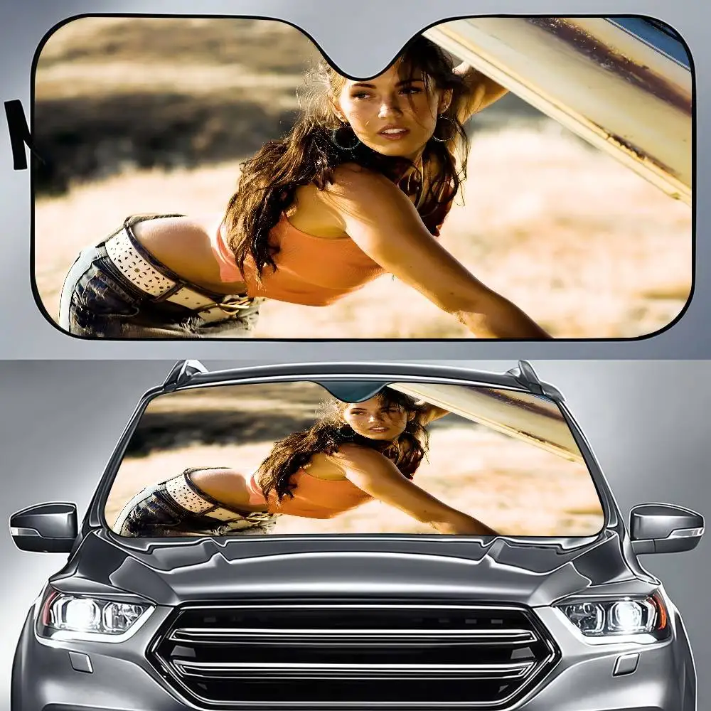 Megan Fox Singers Cartoon Window FoilsHeated Windshield Sunshade Car Front Window Visor Car Solar Protect Tools
