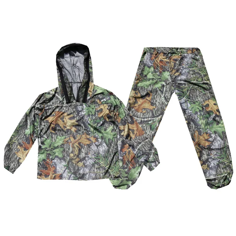 Summer Outdoor Skin Thin Breathable Anti-Mosquito Fishing Suit Bionic Camouflage Hunting Suit Sun Protection Hooded Jacket Pants