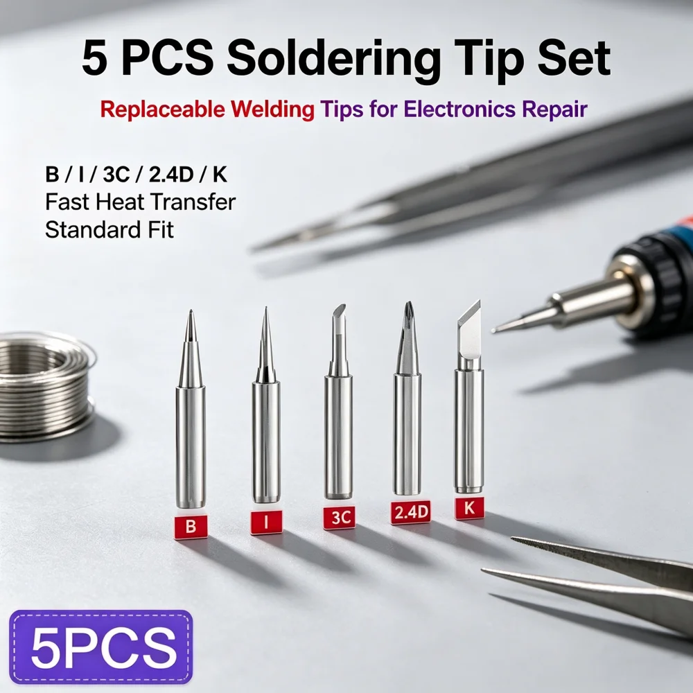 5Pcs/10Pcs 900M-T Soldering Iron Mix Tips Set , Pure Copper Electric Soldering Iron Replacement Head for DIY Electronic Repair