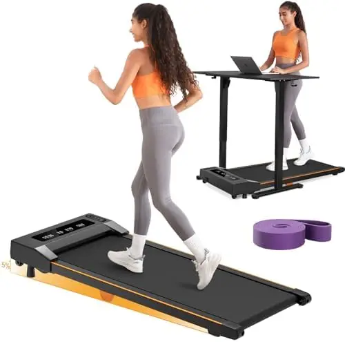 Walking Pad, 2.5HP Under Desk Treadmill for Home Office, 300 Lbs Capacity Portable Treadmill with Remote Control & LED Display,