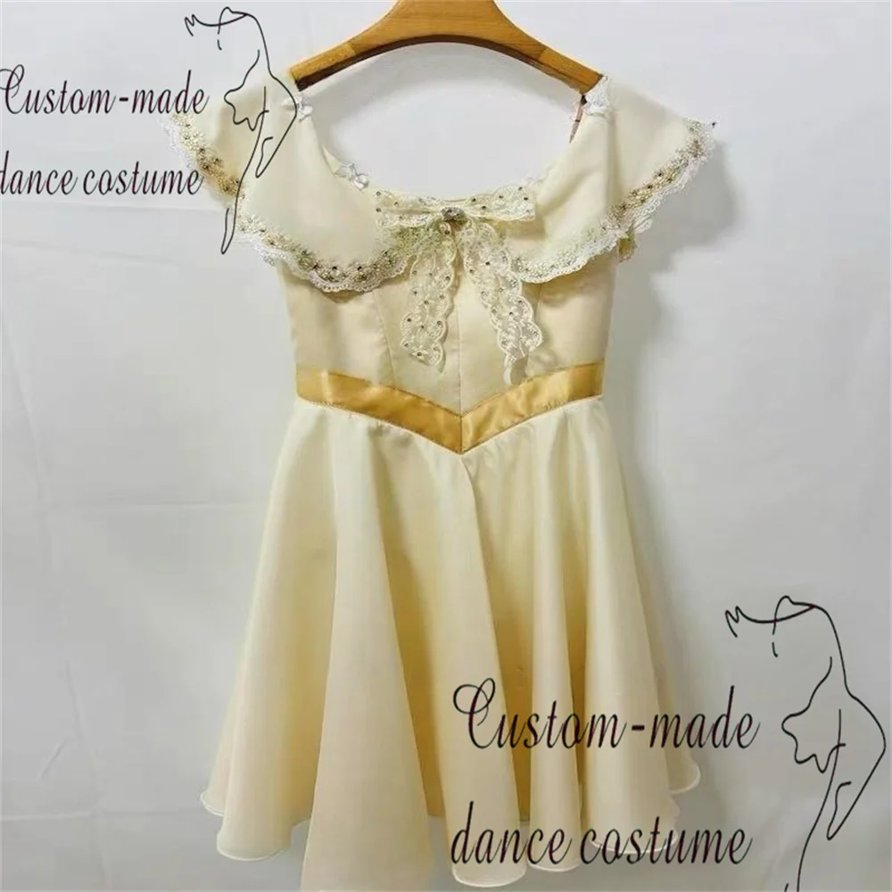 Graduation Ball Variations Ballet Skirt Private Custom Champagne Apricot Sparkling Diamond Bow Large Swing Long Yarn Skirt