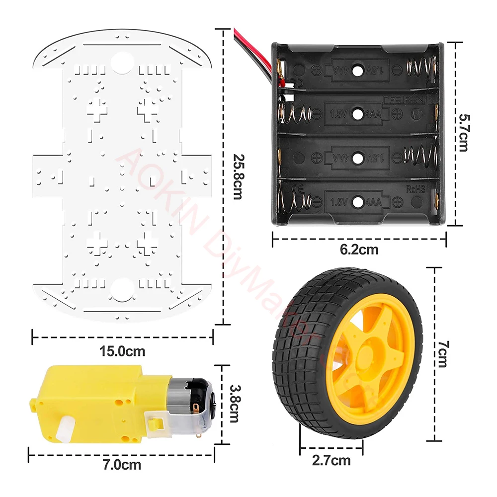 Smart Robot Car Chassis Kit with Speed Encoder 4WD & Battery Box for Arduino