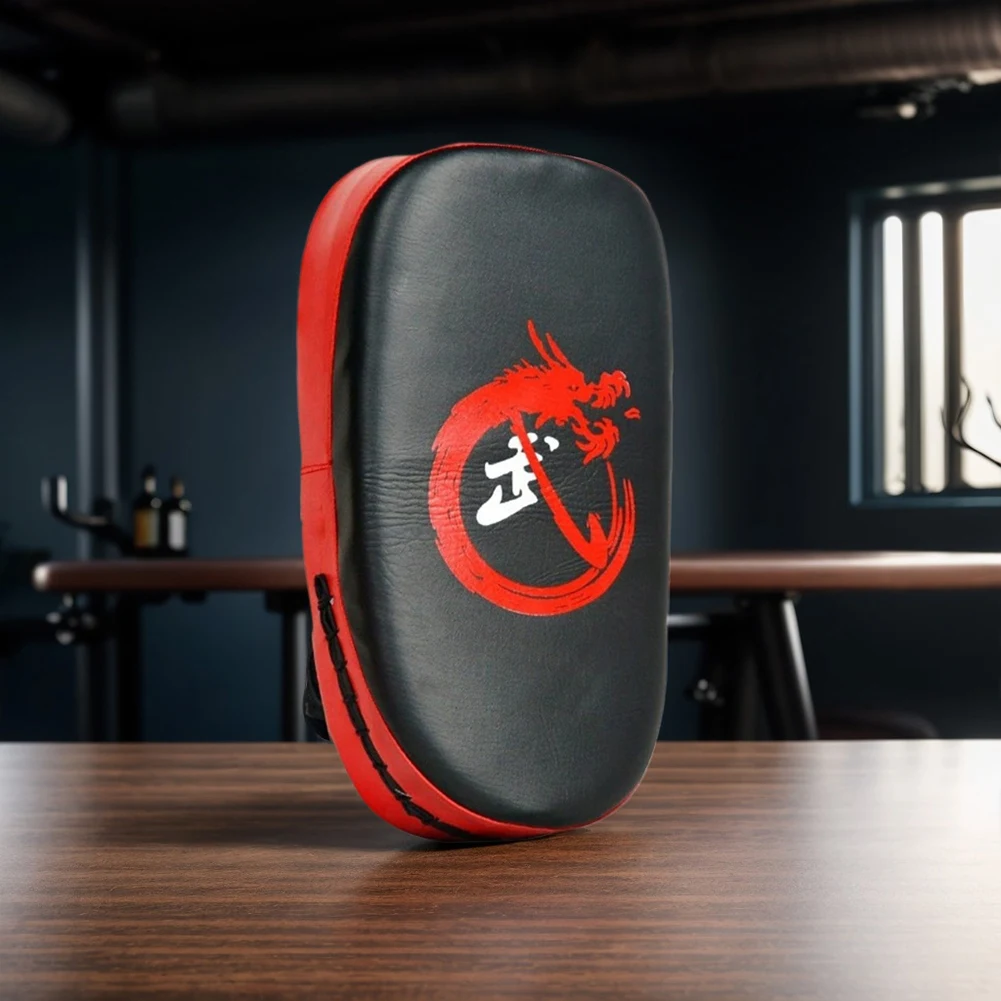 PU Leather Boxing MMA Target Pads Curved Kick Shield Non Slip Handle Foot Kicking Pad Adjustable Strap for Martial Arts Training