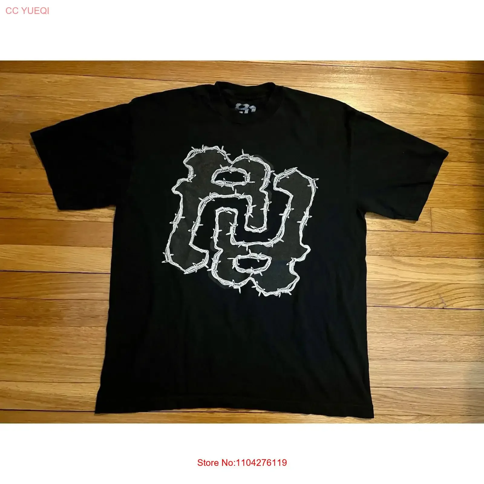 Rare Kankan RR Really Rich Barbed Wire Black T Shirt Streetwear Size Large vintage Washed fashion Casual Top For Everyday Wear